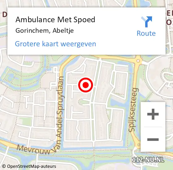 Locatie op kaart van de 112 melding: Ambulance Met Spoed Naar Gorinchem, Abeltje op 21 december 2019 01:03