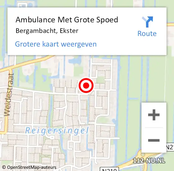 Locatie op kaart van de 112 melding: Ambulance Met Grote Spoed Naar Bergambacht, Ekster op 7 september 2013 22:09