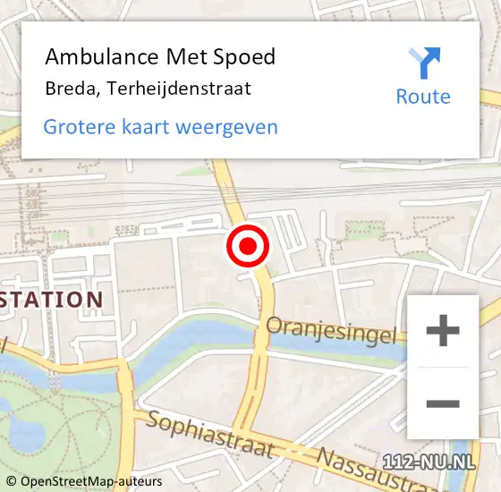 Locatie op kaart van de 112 melding: Ambulance Met Spoed Naar Breda, Terheijdenstraat op 21 december 2019 02:06