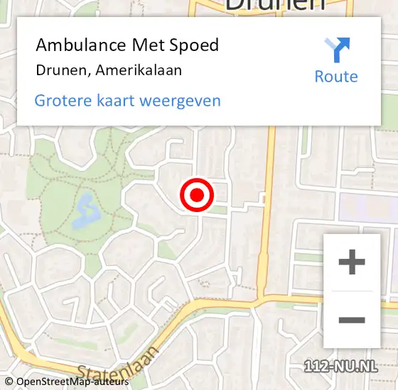 Locatie op kaart van de 112 melding: Ambulance Met Spoed Naar Drunen, Amerikalaan op 21 december 2019 02:29