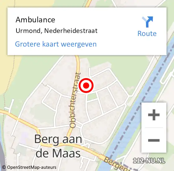 Locatie op kaart van de 112 melding: Ambulance Urmond, Nederheidestraat op 23 april 2014 15:09