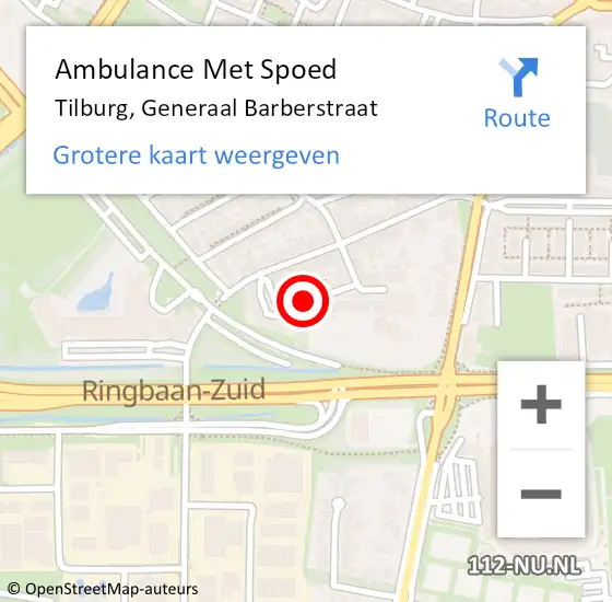 Locatie op kaart van de 112 melding: Ambulance Met Spoed Naar Tilburg, Generaal Barberstraat op 21 december 2019 08:03