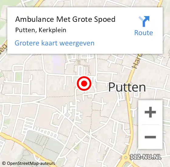 Locatie op kaart van de 112 melding: Ambulance Met Grote Spoed Naar Putten, Kerkplein op 21 december 2019 08:05