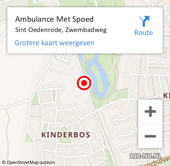 Locatie op kaart van de 112 melding: Ambulance Met Spoed Naar Sint Oedenrode, Zwembadweg op 21 december 2019 09:33