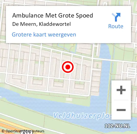 Locatie op kaart van de 112 melding: Ambulance Met Grote Spoed Naar De Meern, Kladdewortel op 29 september 2013 19:18