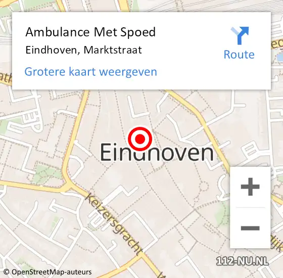 Locatie op kaart van de 112 melding: Ambulance Met Spoed Naar Eindhoven, Marktstraat op 21 december 2019 10:19