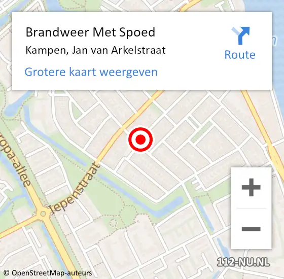 Locatie op kaart van de 112 melding: Brandweer Met Spoed Naar Kampen, Jan van Arkelstraat op 23 april 2014 15:25