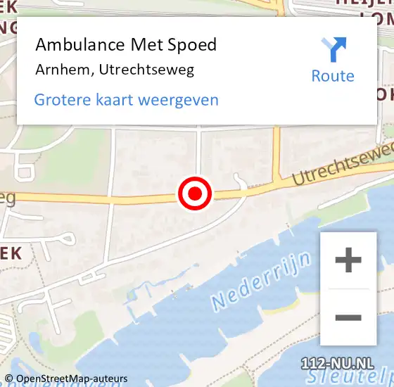 Locatie op kaart van de 112 melding: Ambulance Met Spoed Naar Arnhem, Utrechtseweg op 21 december 2019 12:16