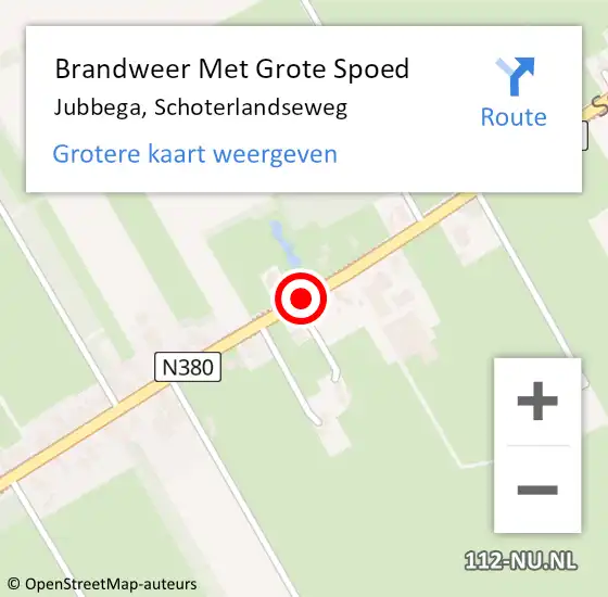 Locatie op kaart van de 112 melding: Brandweer Met Grote Spoed Naar Jubbega, Schoterlandseweg op 21 december 2019 13:26