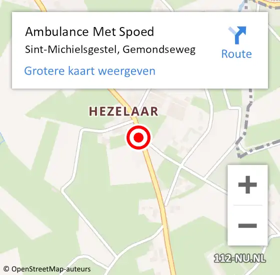 Locatie op kaart van de 112 melding: Ambulance Met Spoed Naar Sint-Michielsgestel, Gemondseweg op 21 december 2019 13:44