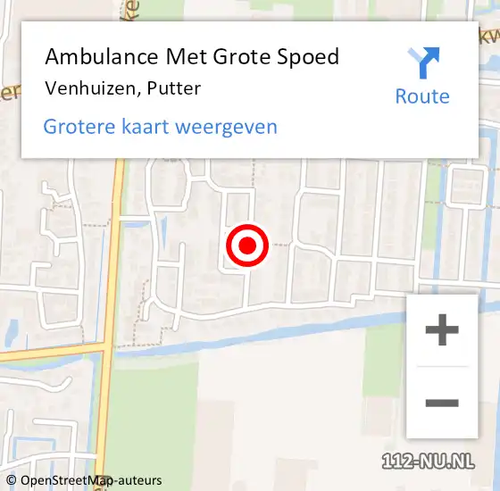 Locatie op kaart van de 112 melding: Ambulance Met Grote Spoed Naar Venhuizen, Putter op 21 december 2019 13:51