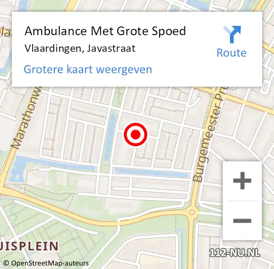 Locatie op kaart van de 112 melding: Ambulance Met Grote Spoed Naar Vlaardingen, Javastraat op 21 december 2019 14:08