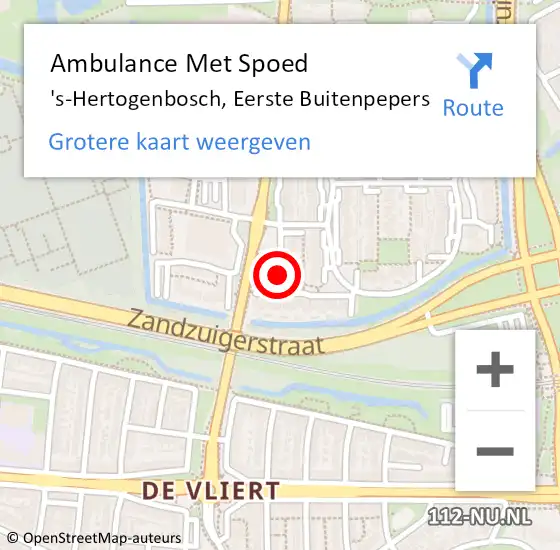 Locatie op kaart van de 112 melding: Ambulance Met Spoed Naar 's-Hertogenbosch, Eerste Buitenpepers op 21 december 2019 15:05