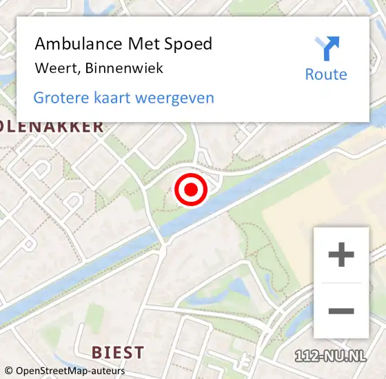 Locatie op kaart van de 112 melding: Ambulance Met Spoed Naar Weert, Binnenwiek op 21 december 2019 15:32