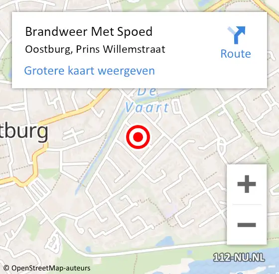 Locatie op kaart van de 112 melding: Brandweer Met Spoed Naar Oostburg, Prins Willemstraat op 21 december 2019 15:47