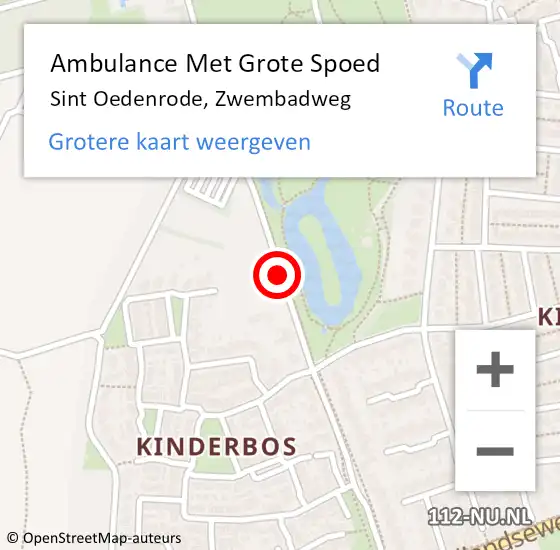 Locatie op kaart van de 112 melding: Ambulance Met Grote Spoed Naar Sint Oedenrode, Zwembadweg op 21 december 2019 16:39