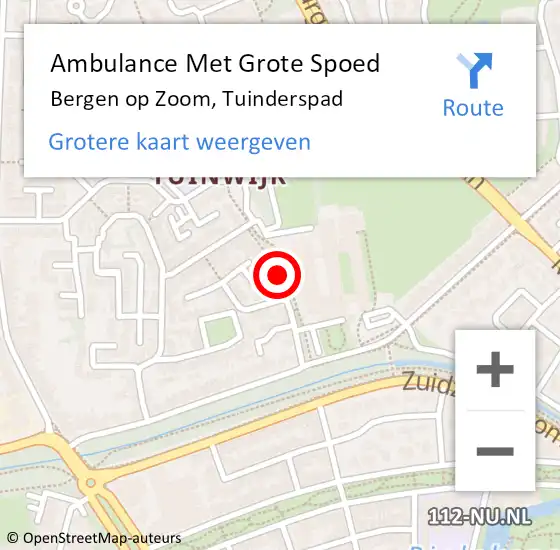 Locatie op kaart van de 112 melding: Ambulance Met Grote Spoed Naar Bergen op Zoom, Tuinderspad op 21 december 2019 17:30