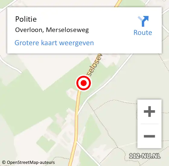 Locatie op kaart van de 112 melding: Politie Overloon, Merseloseweg op 21 december 2019 18:15