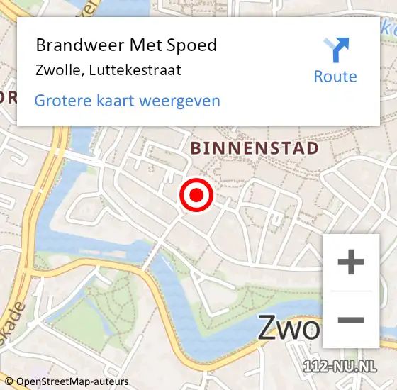 Locatie op kaart van de 112 melding: Brandweer Met Spoed Naar Zwolle, Luttekestraat op 23 april 2014 15:59