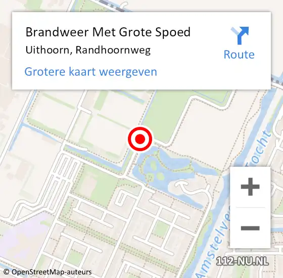 Locatie op kaart van de 112 melding: Brandweer Met Grote Spoed Naar Uithoorn, Randhoornweg op 21 december 2019 18:39