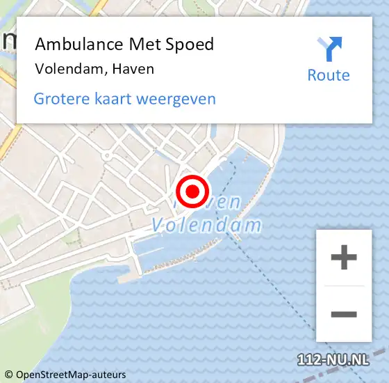 Locatie op kaart van de 112 melding: Ambulance Met Spoed Naar Volendam, Haven op 21 december 2019 19:52