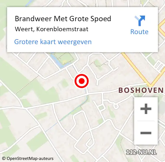 Locatie op kaart van de 112 melding: Brandweer Met Grote Spoed Naar Weert, Korenbloemstraat op 21 december 2019 20:04