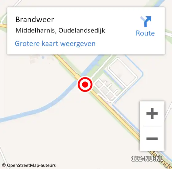 Locatie op kaart van de 112 melding: Brandweer Middelharnis, Oudelandsedijk op 21 december 2019 21:17