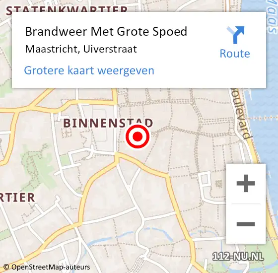 Locatie op kaart van de 112 melding: Brandweer Met Grote Spoed Naar Maastricht, Uiverstraat op 21 december 2019 21:18