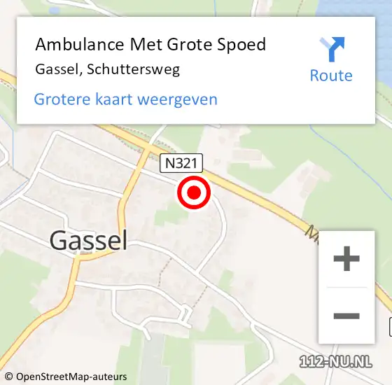 Locatie op kaart van de 112 melding: Ambulance Met Grote Spoed Naar Gassel, Schuttersweg op 21 december 2019 21:49