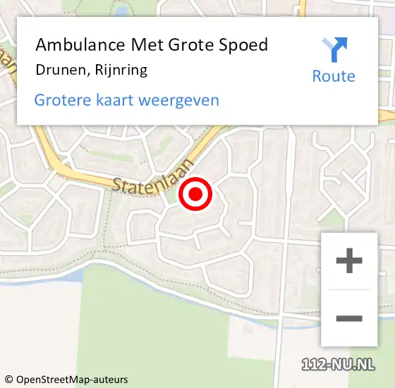 Locatie op kaart van de 112 melding: Ambulance Met Grote Spoed Naar Drunen, Rijnring op 21 december 2019 22:27