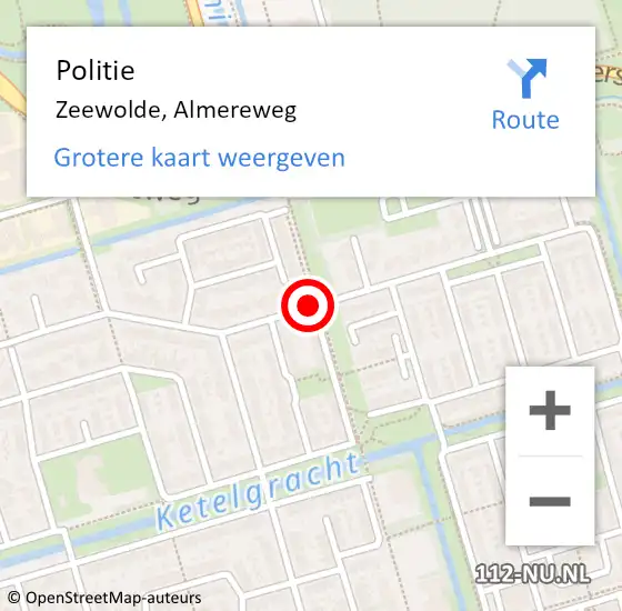 Locatie op kaart van de 112 melding: Politie Zeewolde, Almereweg op 22 december 2019 00:50