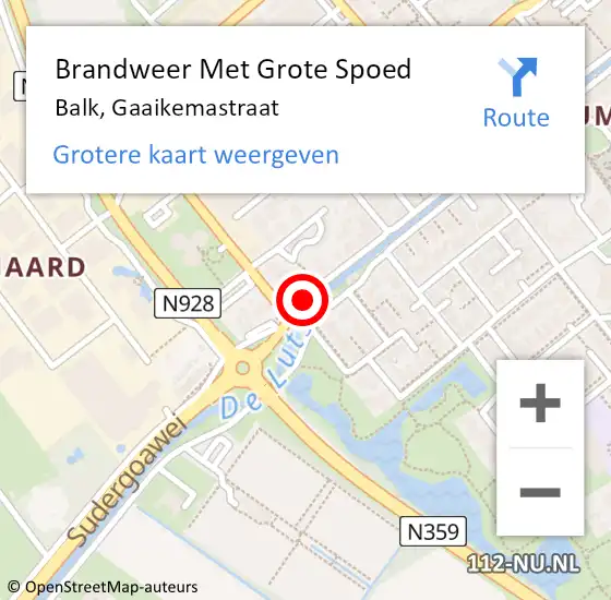 Locatie op kaart van de 112 melding: Brandweer Met Grote Spoed Naar Balk, Gaaikemastraat op 22 december 2019 01:39