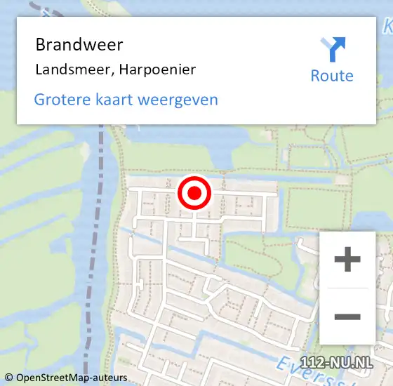 Locatie op kaart van de 112 melding: Brandweer Landsmeer, Harpoenier op 22 december 2019 03:24