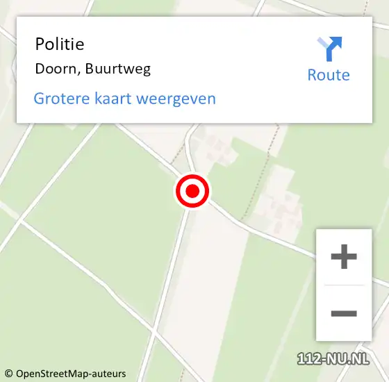 Locatie op kaart van de 112 melding: Politie Doorn, Buurtweg op 22 december 2019 05:15