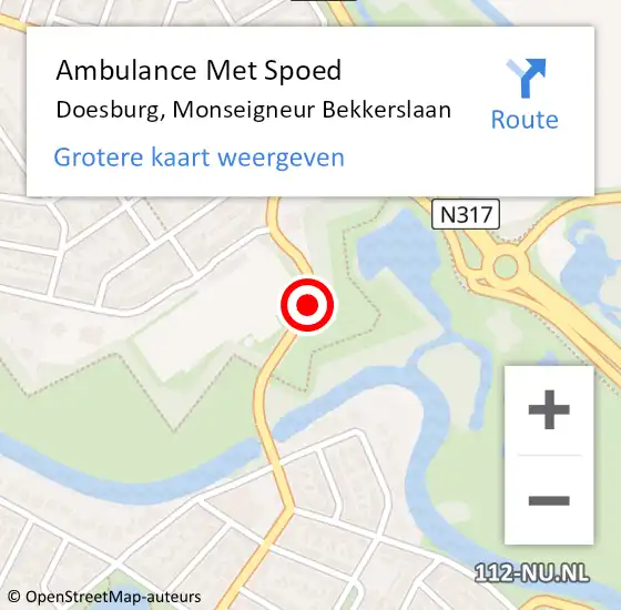 Locatie op kaart van de 112 melding: Ambulance Met Spoed Naar Doesburg, Monseigneur Bekkerslaan op 22 december 2019 05:15
