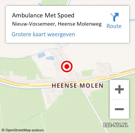 Locatie op kaart van de 112 melding: Ambulance Met Spoed Naar Nieuw-Vossemeer, Heense Molenweg op 23 april 2014 16:32