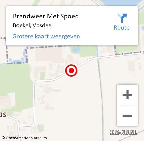 Locatie op kaart van de 112 melding: Brandweer Met Spoed Naar Boekel, Vosdeel op 22 december 2019 07:08