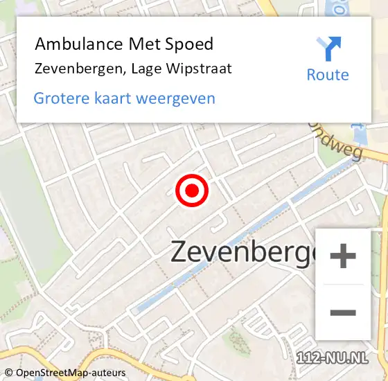 Locatie op kaart van de 112 melding: Ambulance Met Spoed Naar Zevenbergen, Lage Wipstraat op 22 december 2019 09:45