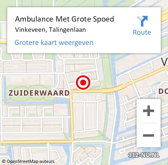 Locatie op kaart van de 112 melding: Ambulance Met Grote Spoed Naar Vinkeveen, Talingenlaan op 22 december 2019 10:50