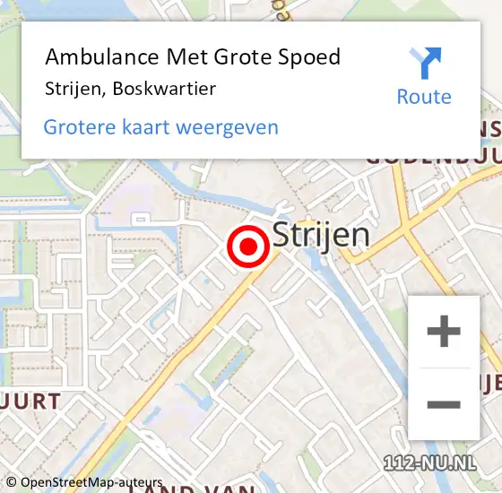 Locatie op kaart van de 112 melding: Ambulance Met Grote Spoed Naar Strijen, Boskwartier op 22 december 2019 13:42