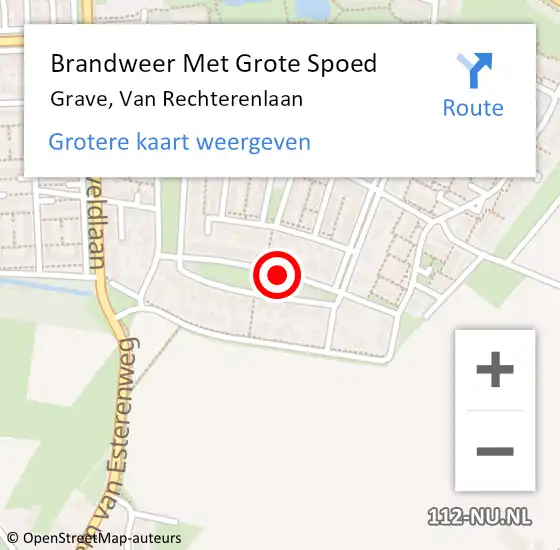 Locatie op kaart van de 112 melding: Brandweer Met Grote Spoed Naar Grave, Van Rechterenlaan op 22 december 2019 14:05