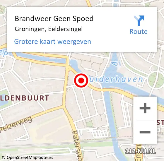 Locatie op kaart van de 112 melding: Brandweer Geen Spoed Naar Groningen, Eeldersingel op 22 december 2019 14:16