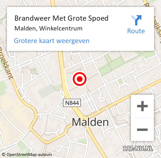 Locatie op kaart van de 112 melding: Brandweer Met Grote Spoed Naar Malden, Winkelcentrum op 22 december 2019 14:33