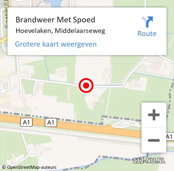 Locatie op kaart van de 112 melding: Brandweer Met Spoed Naar Hoevelaken, Middelaarseweg op 22 december 2019 14:57