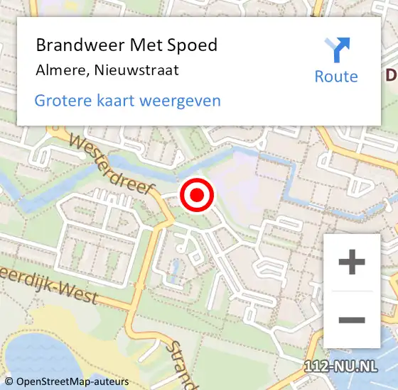 Locatie op kaart van de 112 melding: Brandweer Met Spoed Naar Almere, Nieuwstraat op 22 december 2019 15:29