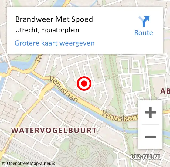 Locatie op kaart van de 112 melding: Brandweer Met Spoed Naar Utrecht, Equatorplein op 22 december 2019 16:44