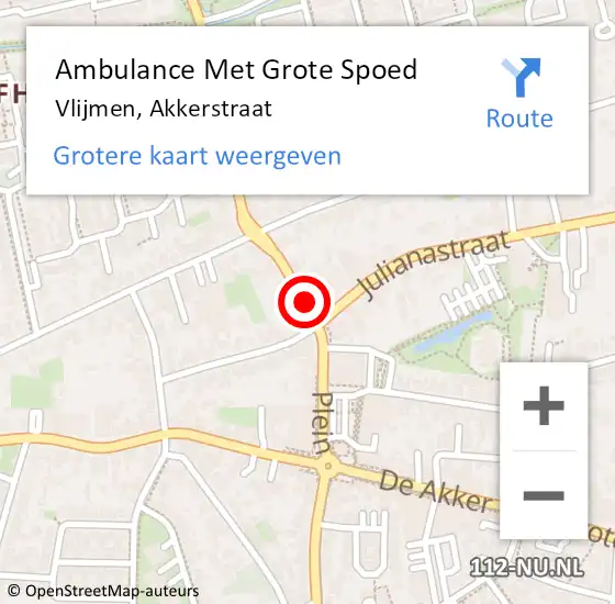 Locatie op kaart van de 112 melding: Ambulance Met Grote Spoed Naar Vlijmen, Akkerstraat op 22 december 2019 17:05