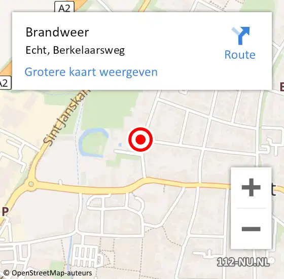 Locatie op kaart van de 112 melding: Brandweer Echt, Berkelaarsweg op 22 december 2019 17:14