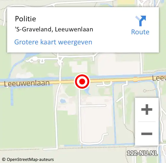 Locatie op kaart van de 112 melding: Politie 'S-Graveland, Leeuwenlaan op 22 december 2019 17:19