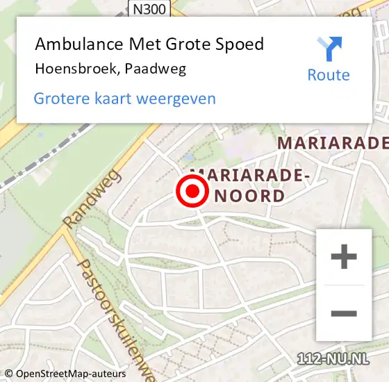 Locatie op kaart van de 112 melding: Ambulance Met Grote Spoed Naar Hoensbroek, Paadweg op 29 september 2013 19:36